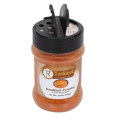 Tarkeeb Sambar Masala (Lentil Soup Spice Blend) South Indian 11-Spice Blend 3.52 oz (100g) Shaker Top PET Jar ~ All Natural | Vegan | No Colors | ...