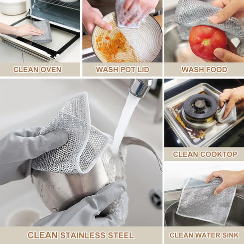 10pcs Non-Scratch Wire Dishcloth, Multipurpose Wire Dishwashing Rags For Wet And Dry, Easy Rinsing, Soft Wire Cleaning Cloth Wire Dish Towels, Scr...