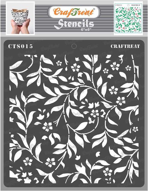 CrafTreat Flourish Stencils for Painting on Wood, Canvas, Paper, Fabric, Floor, Wall and Tile - Flourish Background - 6x6 Inches - Reusable DIY Ar...