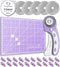 Rotary Cutter Set - Quilting Kit incl. 45mm Fabric Cutter, 5 Replacement Blades, A6 Cutting Mat and Craft Clips - Ideal for Crafting, Sewing, Patc...