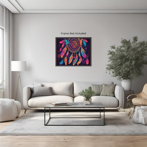 Posterizer 1 pcs- psychedelic funky hippie colorful dreamcatcher 1-Fantasy & Fiction Art-Retro Art- Living Room Bedroom Decor- unframed wall art...