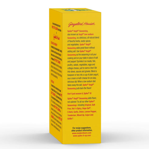 Spike Vegit All-Purpose Seasoning, All Natural, Low Sodium, No Sugar, No MSG, Zero Calories, Vegan, 4 oz Box...