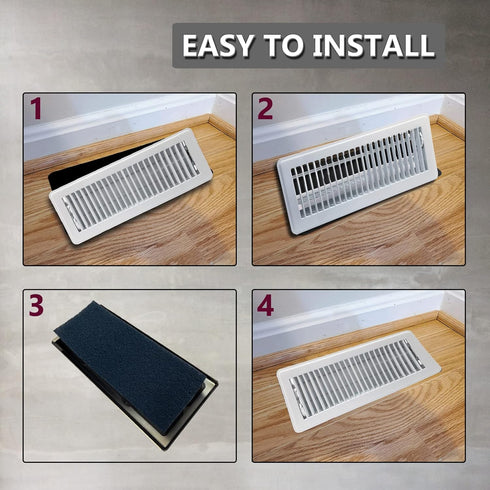 Carbon Filter 4" x 12" Activated Charcoal Air Vent Floor Heater Pre-Filter Sheet Work in Home Air Purifier, Register, Ceiling 4 x 12 Inch 6-Pack (...