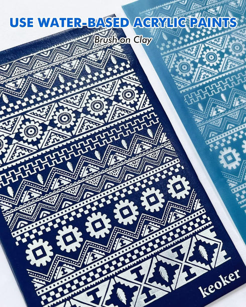 Keoker Aztec Silk Screen Stencils for Polymer Clay, 6PCS Aztec & Boho Silk Screen for Polymer Clay, for Printing on Jewelry Clay Earrings Decorati...