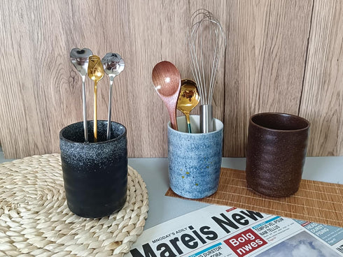 Stoneware Coffee Spoon Holder for Coffee Bar, Tea Spoon Holder Jar Teaspoon Holder Coffee Stirrers Holder Upright Coffee Spoon Holder Cup, Coffee ...