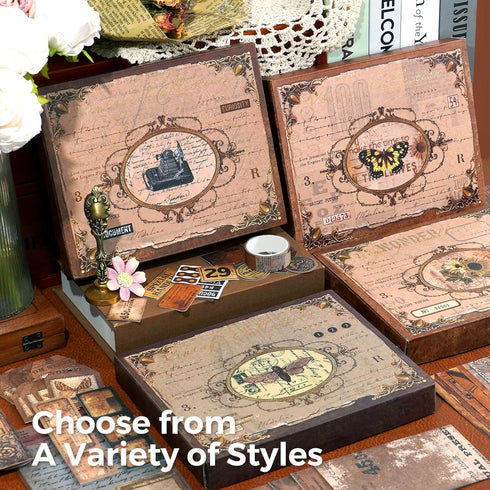 Funto Scrapbooking Kit, The Love Poems Series - Vintage Items, Ideal Gift Box Packaging, Perfect for Bullet Scrapbooking Materials, Planner DIY Cr...