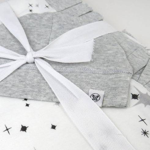 HonestBaby Knit Stroller Blanket with Trim detail and Baby Hat 100% Organic Cotton for Infant Boys, Girls, Twinkle Star Gray (2-pack), One Size...