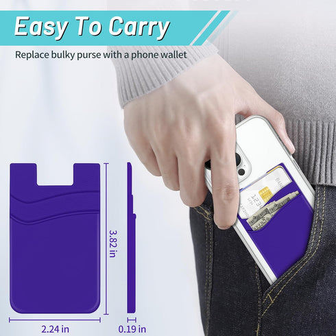 SHANSHUI Phone Card Holder, Cell Phone Sleeves Silicone Wallet for Credit ID Business Card Pocket Fitting for iPhone, Android and Most Smartphones...