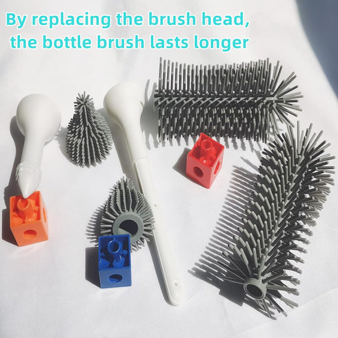 2 Pack Baby Bottle Cleaner Replacement Heads, for Bottle Brush and Nipple Brush, Compatible with Electric Bottle Brush Set, Travel Bottle Brush Se...