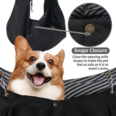 Small Pet Carrier Pouch Sling for Daily with Adjustable Strap Pocket Safety Buckle for Puppy Dog Papoose and Cat Kitten Black...