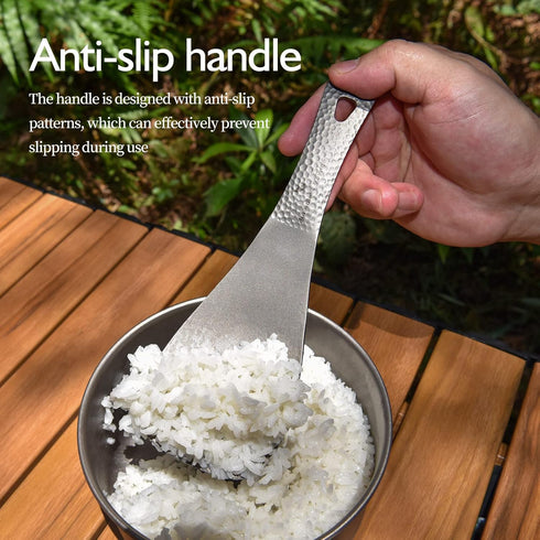 iBasingo Titanium Rice Serving Spoon Outdoor Camping Household Rice Shovel Portable Cooking Kit Ultra-light Scoop Rice Spoon Thickened Tableware T...