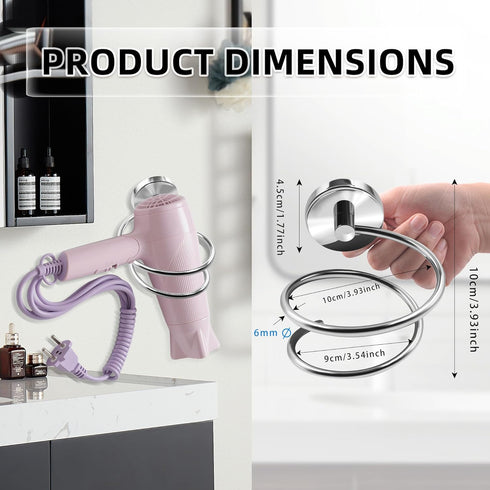 Bathroom Hair Dryer Holder Hair Care Tools Holder Wall Mount Chrome Finished Stainless Steel...