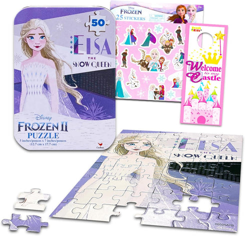 Frozen Mini Puzzle Set for Toddlers, Kids - Bundle with Mini Frozen Puzzle for Travel, Games, Activities, More Plus Stickers | Frozen Travel Toys ...