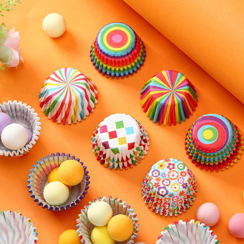 600 count Cupcake Baking Cups Muffin Cupcake Liners Candy Cup Mini Colorful Cupcake Wrappers Rainbow Combo Disposable Baking Cups Set for Birthday...