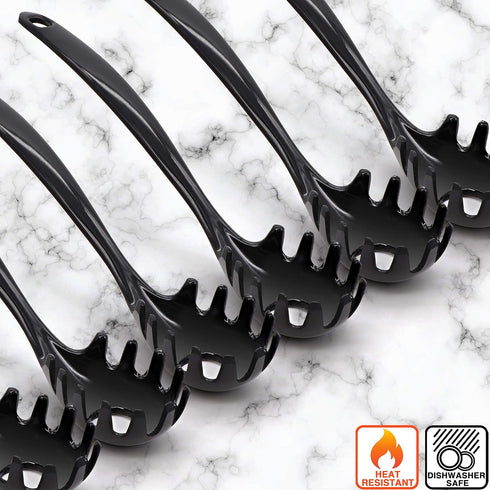 Ram-Pro Melamine Black Spaghetti Fork High Heat Resistant Melaminen-Stick Heavy Duty Cookware Spaghetti Strainer & Spoon Pack of 2...