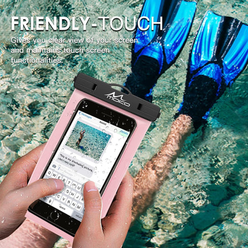 MoKo Waterproof Phone Pouch Holder, Underwater Cellphone Case Dry Bag with Lanyard Armband Compatible with iPhone 14 13 12 11 Pro Max X/Xr/Xs Max/...