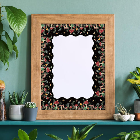 Whaline 32.8ft Mushroom Bulletin Board Borders Woodland Mushroom Thicket Butterfly Die-Cut Rolled Border Trim for Classroom Office Chalkboard Deco...