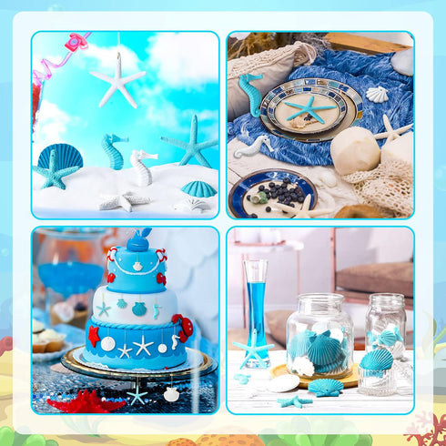 Jetec 26 Pcs Beach Ocean Themed Christmas Ornaments Bulk Resin Starfish Seashell Decorative Nautical Coastal Christmas Ornaments for Tree Home Bat...