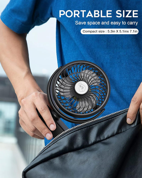 Portable Camping Fan, Small Tent Fan with Hanging Hook, 40 Working Hours Rechargeable USB Battery Fan with LED Lights for Desk, Bedroom, Travel & ...