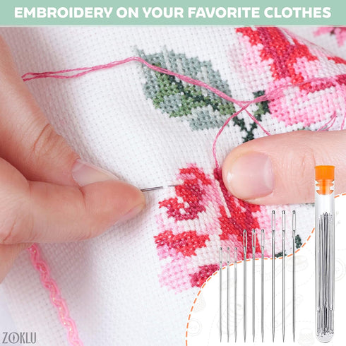 Embroidery Kit for Beginners Adults - Punch Needle Embroidery Kits 100 Colors Thread Sewing Kit for Adults Knitting Tool Kit Set Craft Organizer -...