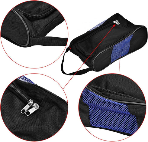 Sports Shoe Bag,Portable Breathable Shoes Bag Light and Nylon Shoes Case Pocket Pouch Storage Sports Accessory(Black blue)...