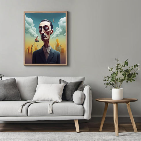 Posterizer 1 pcs-Strange Slim man amidst Futuristic Urban Skyline-Abstract & Modern Art-Fantasy & Fiction Art-Gift for Art Lovers-Decor for Home &...