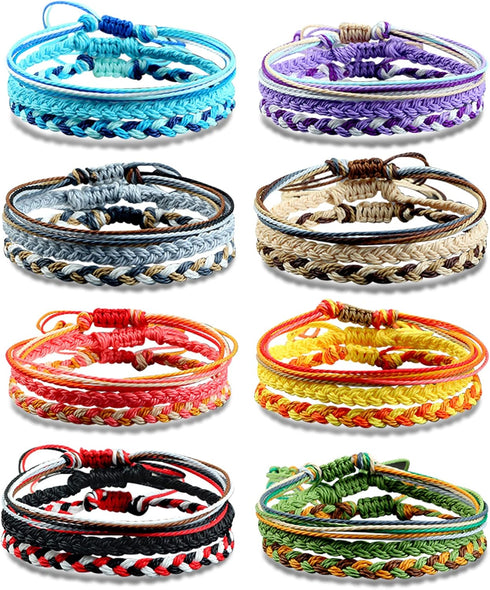 24 Pieces String Bracelets for Women Adjustable Waterproof Boho Rope Bracelets Wave Surfer Friendship Bracelets Summer Beach Anklets Jewelry...