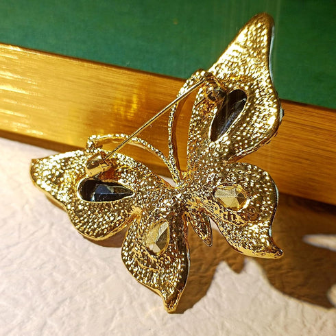 Stunning Big Purple Rhinestone Butterfly Brooch Pin with Color Crystal Accent...