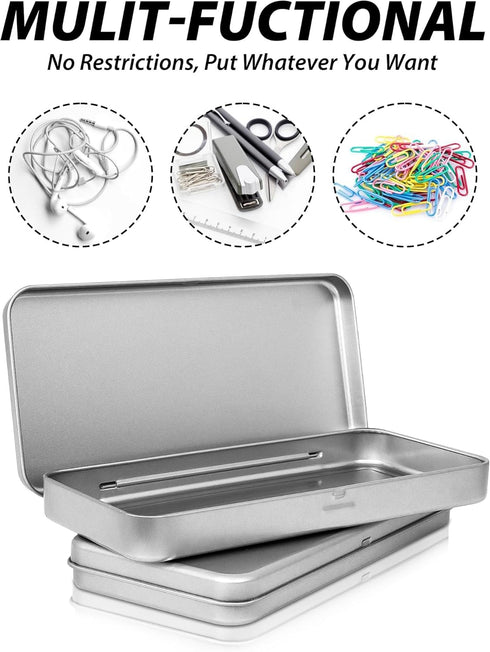 3 Pack Metal Tin Box with Lid, Metal Rectangular Tins With Hinged Lid, Portable Storage Box Containers, for Storage Drawing Pin Candies Jewelry Cr...