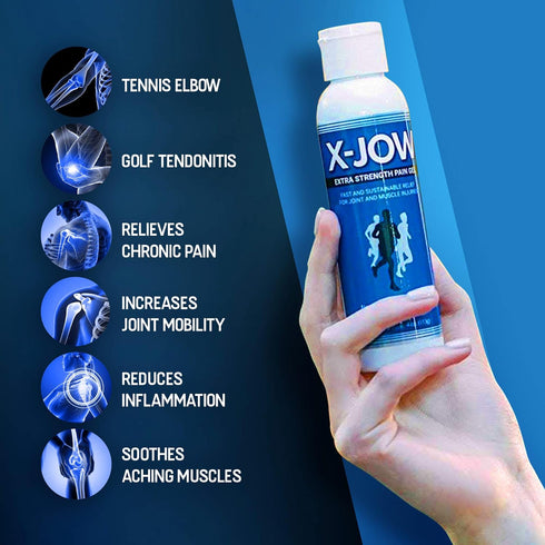 HerbX X-Jow Extra Strength Pain Relief Gel 4 oz - Herbal Massage Gel for Massage Therapy and Sports - Pain Terminator Cream for Muscles, Shoulders...