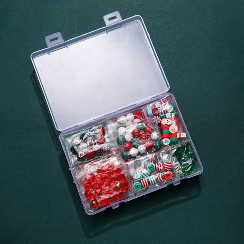 2400PCS+ Christmas Beads for Jewelry Making, Enamel Christmas Charms Bulk, Red Green Christmas Clay Rhinestone Crystal Acrylic Loose Beads Letter ...