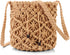 Ovida Crochet Mini Bucket Bag Purse Summer Woven Beach Shoulder Bag Drawstring Closure Crossbody Bag Handmade Hobo Bag...