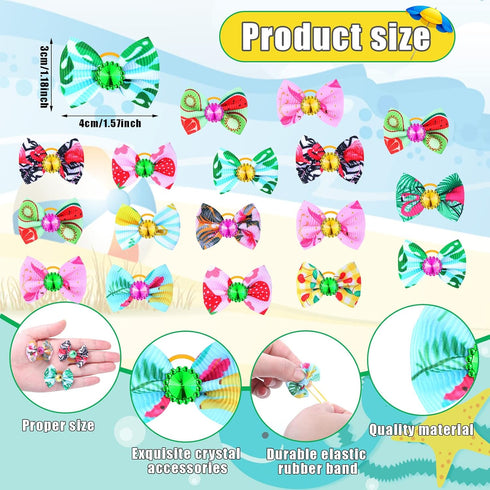 100 Pack Summer Spring Dog Hair Bows with Rubber Bands Cute Puppy Bows for Dogs Spring Ear Bows Rhinestone Dog Hair Accessories Dog Bows Grooming ...