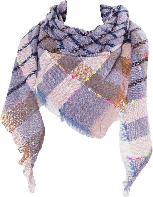 Wander Agio Womens Winter Scarfs Warm Scarf Half Shawls Triangle Scarves Stripe Plaid...
