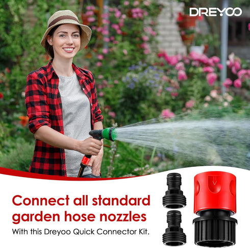 Dreyoo 5 Pcs Set Garden Hose Quick Connector with Stainless Steel Filter Washers, 3/4 Inch Male and Female Connectors Compatible with Eden and All...