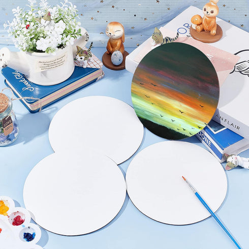 NBEADS 12 Pcs Round Painting Canvas Panels, Blank Canvas Drawing Boards for Oil & Acrylic Painting Students Artist Hobby Painters and Beginners, 1...
