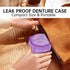 Leakproof Denture Case Purple Denture Soaking Cup False Teeth Container, Dental Denture Bath Holder Storage Box Retainer Cleaner Case for Travelin...