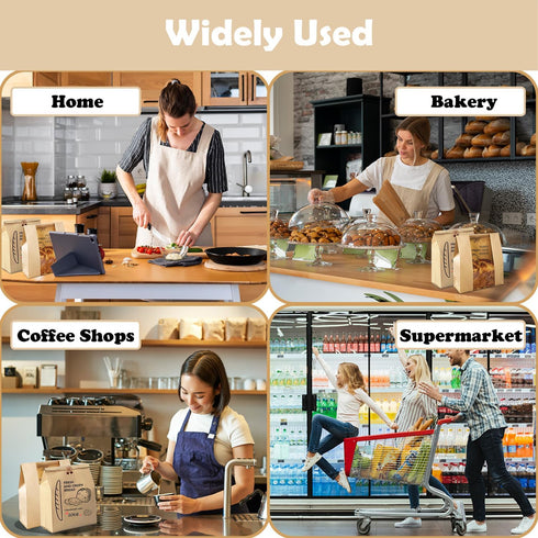 25 PCS Kraft Paper Bread Bags for Homemade Bread with Clear Window Large Sourdough Bread Bags Includes Label Seal Stickers Bakery Food Packaging B...