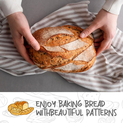 Bread Proofing Baskets Set of 2 10 inch Oval Shaped Dough Proofing Bowls w/Liners Perfect for Professional & Home Sourdough Bread Baking...