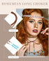 Sureio 6 Pcs Women Black Leather Velvet Long Choker Gothic Boho Brown Wrap Velvet Choker Long Chain Tassels Modern Choker with Velvet Bag for Girl...