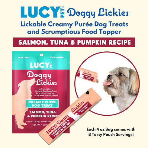 Lucy Pet® Doggy Lickies™ Salmon, Tuna & Pumpkin Recipe Creamy Purée Dog Treat 4oz...