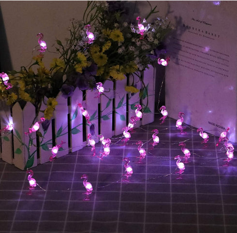 Solar Outdoor Flamingo String Lights, 15.8 FT 30 LED Solar Flamingo Fairy Lights 3 Modes Copper Wire Lights Waterproof for Garden Patio Gate Yard ...