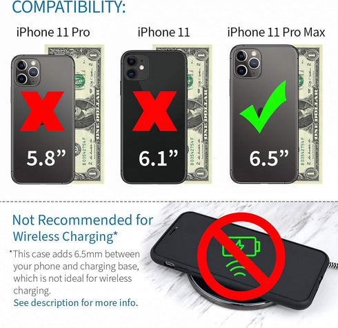 Dockem Silicone Wallet Case for iPhone 11 Pro Max (6.5"): Protective Card Case with Built-in Metal Plate for Magnetic Mounting & 2 Credit Card Hol...