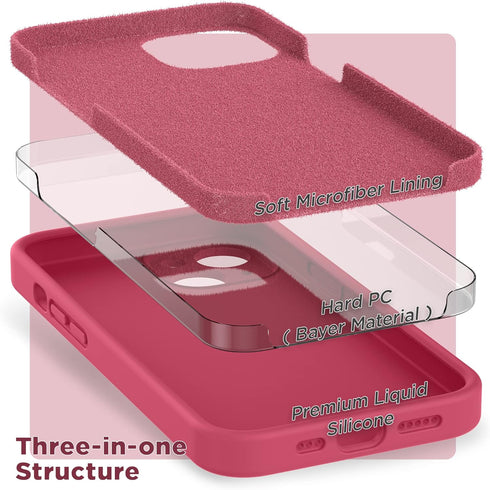 SURPHY Compatible with iPhone 14 Case with Screen Protector (Camera Protection + Soft Microfiber Lining) Liquid Silicone Phone Case 6.1 inch 2022,...