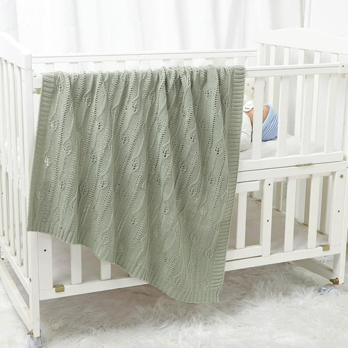Baby Blanket for Boys Girls Knitted Neutral Swaddle Blanket Soft Lightweight Receiving Blankets for Newborn Infant Crib Stroller Light Green 30 x ...
