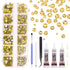 Mardatt 2606Pcs B7000 Jewelry Adhesive Glue with Golden Yellow Rhinestones, 2mm 3mm 4mm 5mm Flat Back Gems Rhinestones with Tweezers Dotting Tools...