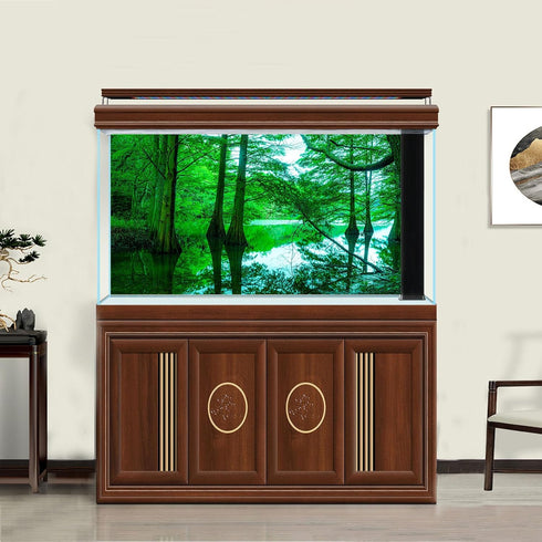 Aquarium Background Tropical Trees Lake Terrarium Background Lush Tropical Leaves Jungle Style Aquarium Decor Rainforest Reptile Habitat Backgroun...