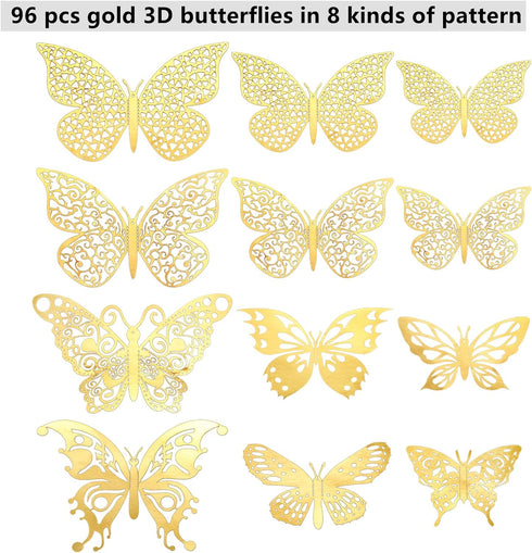 Dicunoy 296 PCS Flower Bouquet Pins, 3D Gold Butterfly Wall Decor for Wedding, 2 Inch Bouquet Corsage Diamond Head Pins for DIY Craft, Flower Arra...