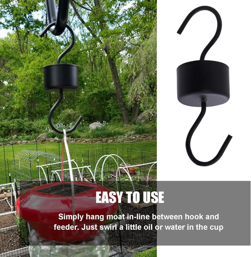 2 Pack Hummingbird Feeder Ant Guard, Metal Ant Moat for Hummingbird Feeders with 2 Hummingbird Feeder Brushes, Black...