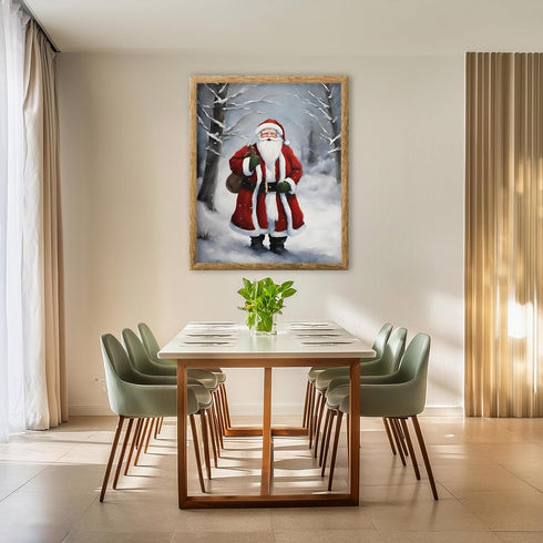 Posterizer 1 pcs-Santa Clause in snowy winter-in oil painting style-1-Holiday Poster Collection-Landscape & Nature Art-Living Room Bedroom Decor- ...